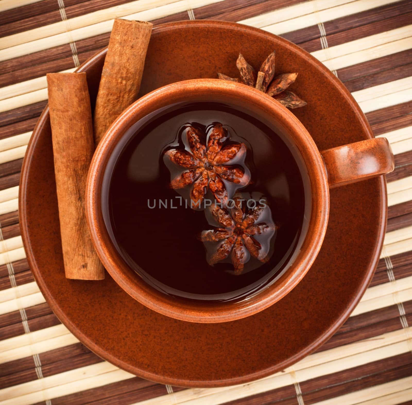 tea with cinnamon sticks and star anise by petr_malyshev