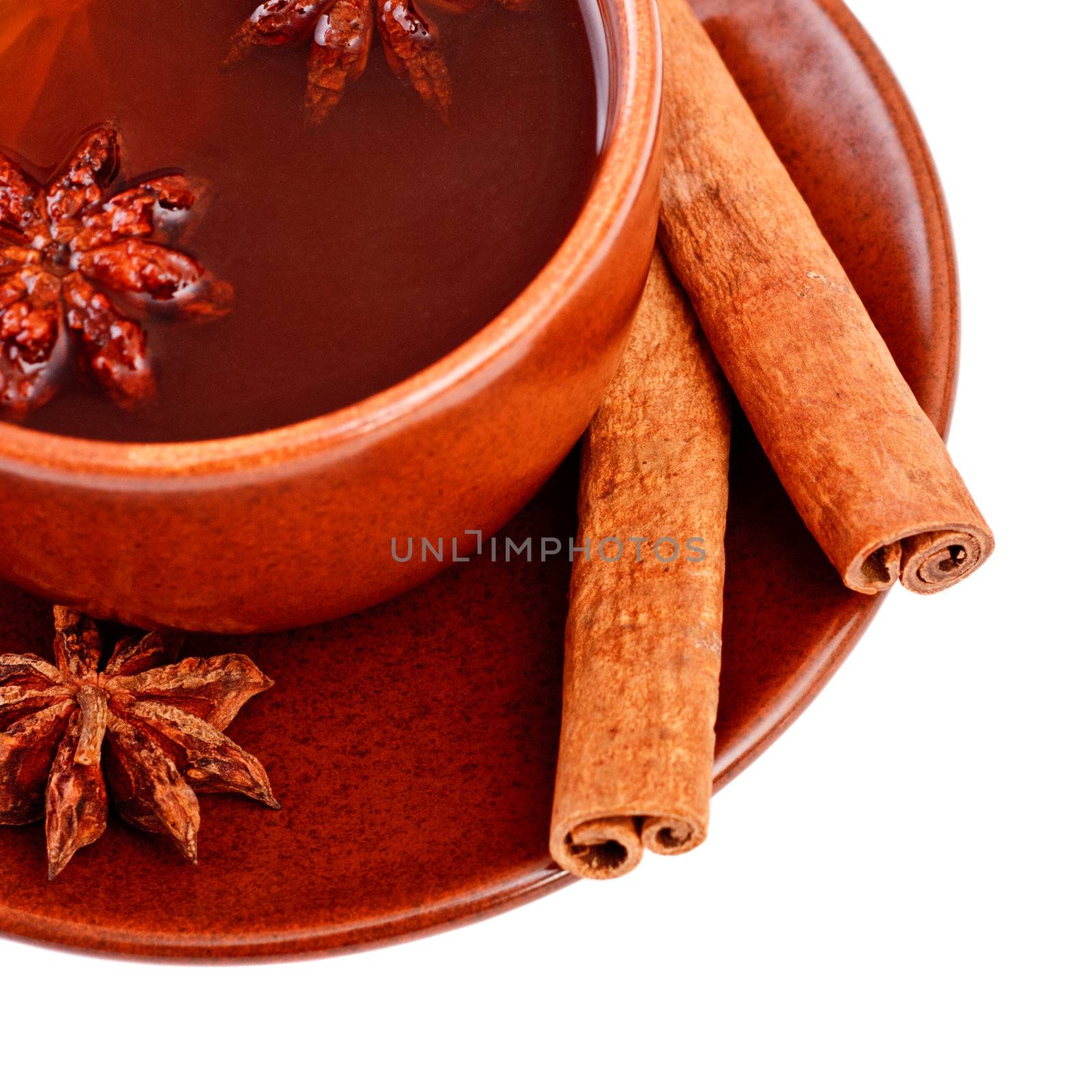 tea with cinnamon sticks and star anise by petr_malyshev