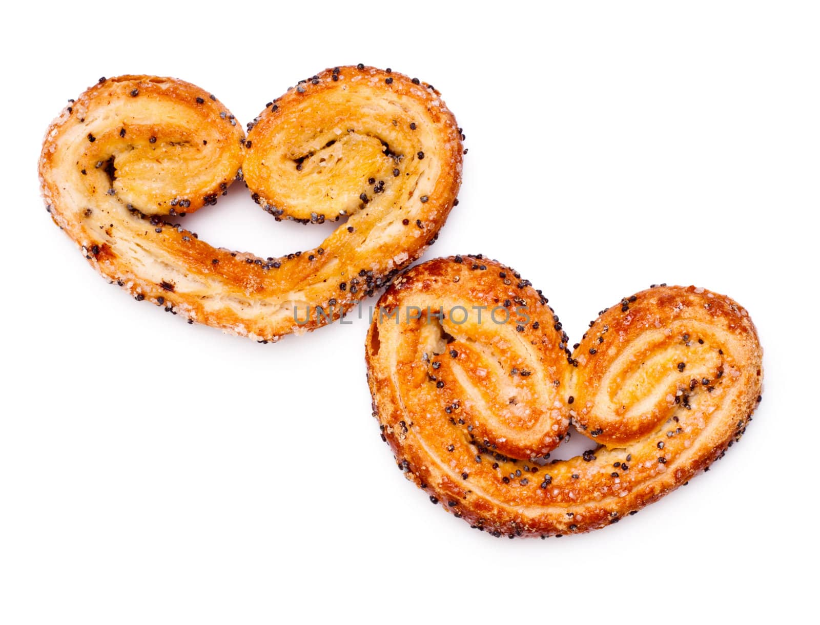 heart shaped cookies isolated on white background