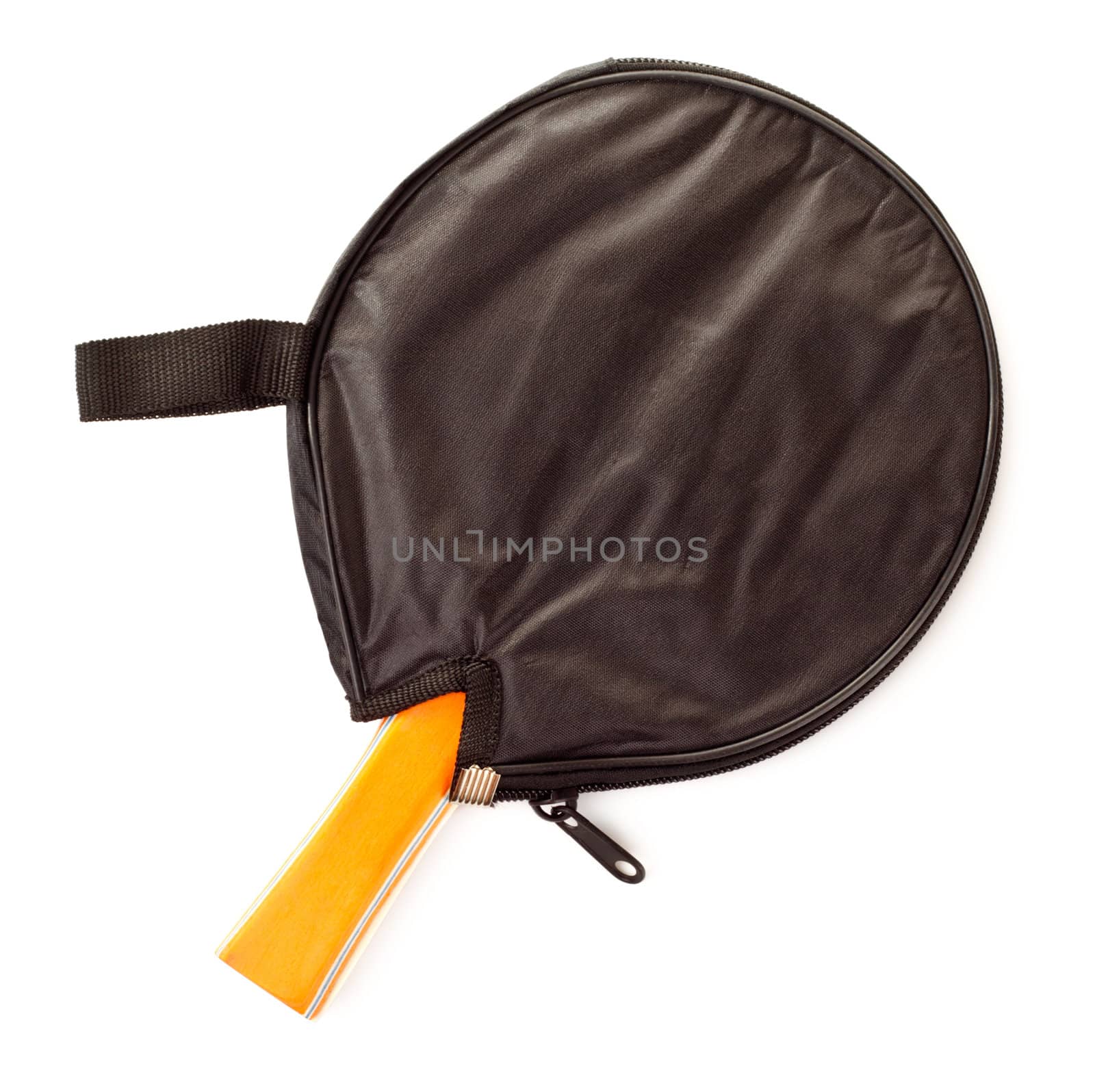 table tennis racket in cover isolated on white