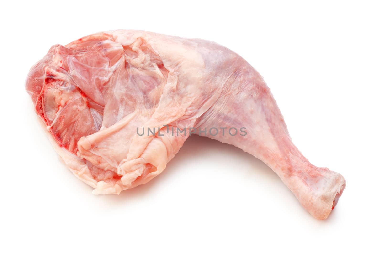 fresh chicken thigh isolated on white background