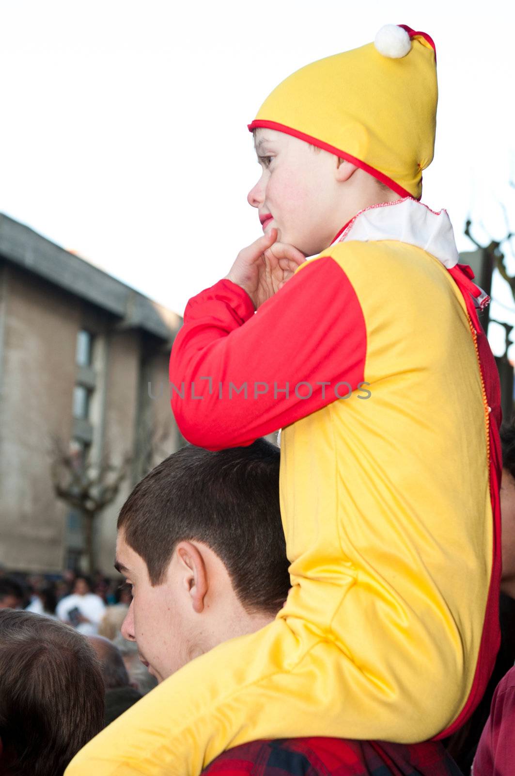 OUREM, PORTUGAL - FEBRUARY 19: unidentified people perform at the Carnival Parade on February 19, 2012 in Ourem, Portugal. The Annual Parade was held during the afternoon of February 19th 2012.