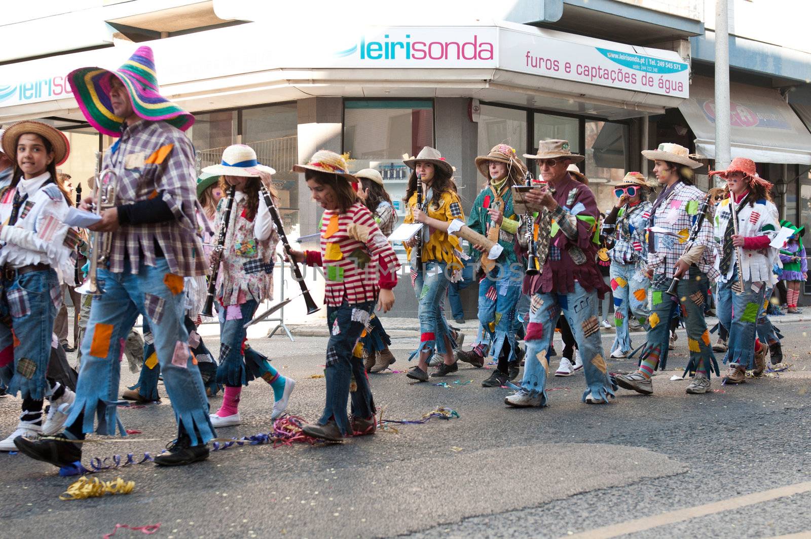 OUREM, PORTUGAL - FEBRUARY 19: unidentified people perform at the Carnival Parade on February 19, 2012 in Ourem, Portugal. The Annual Parade was held during the afternoon of February 19th 2012.