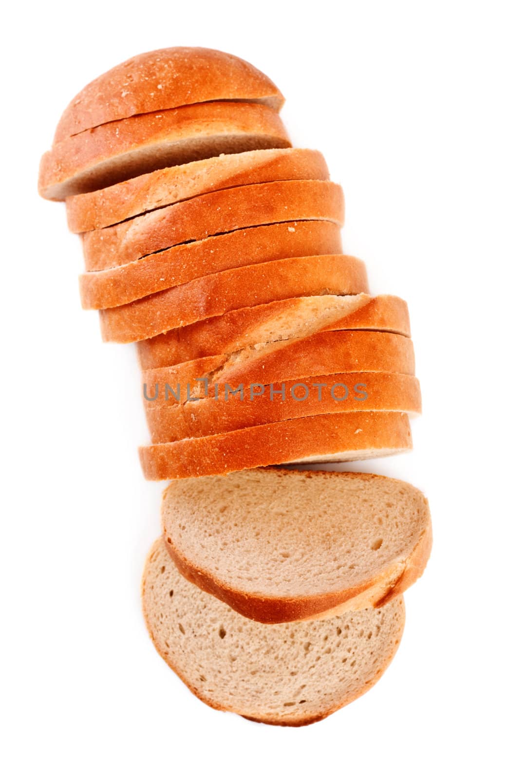 Fresh sliced bread isolated on a white background