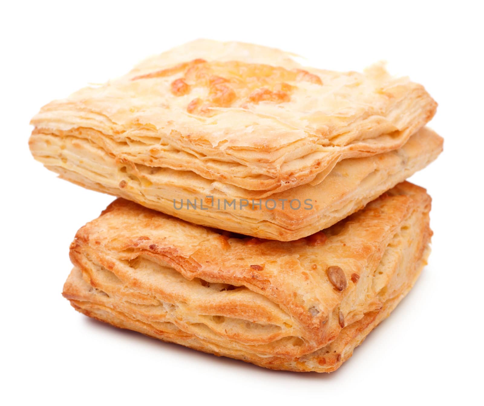 two cheese pies isolated on white background