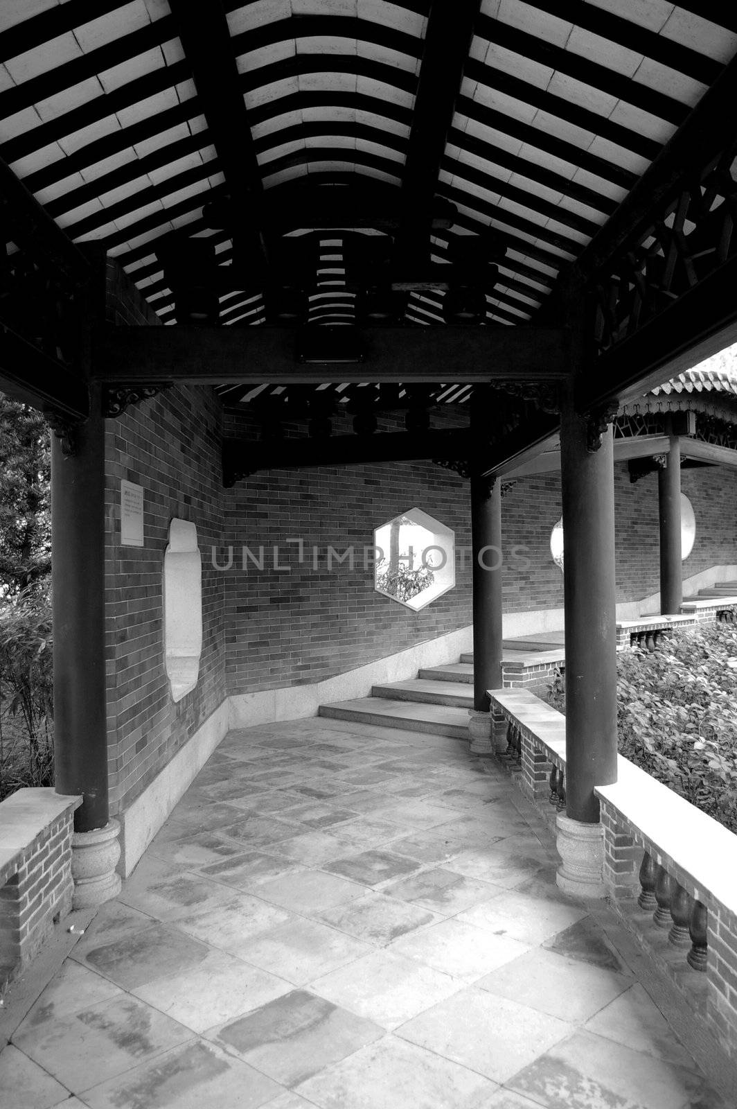 Chinese door in black and white color