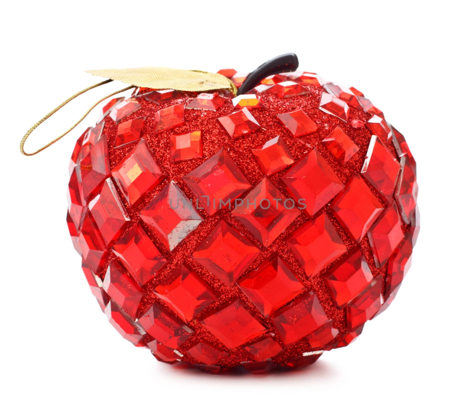 christmas ball in apple shape, isolated on white
