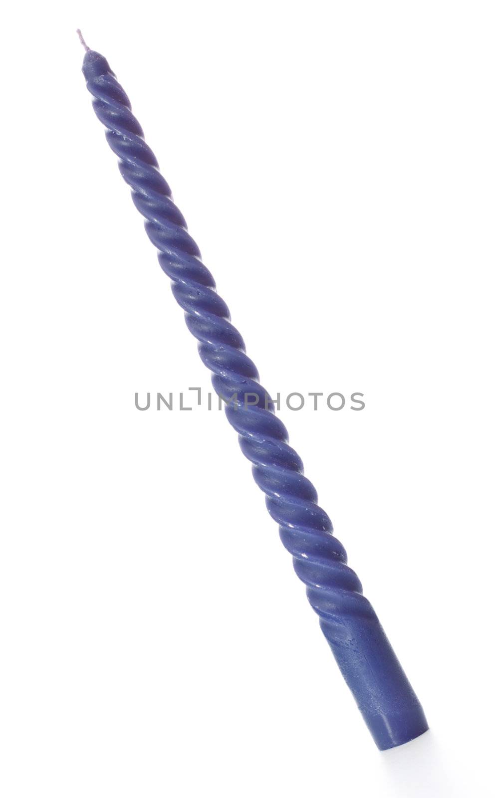 blue twisted candle isolated on white background