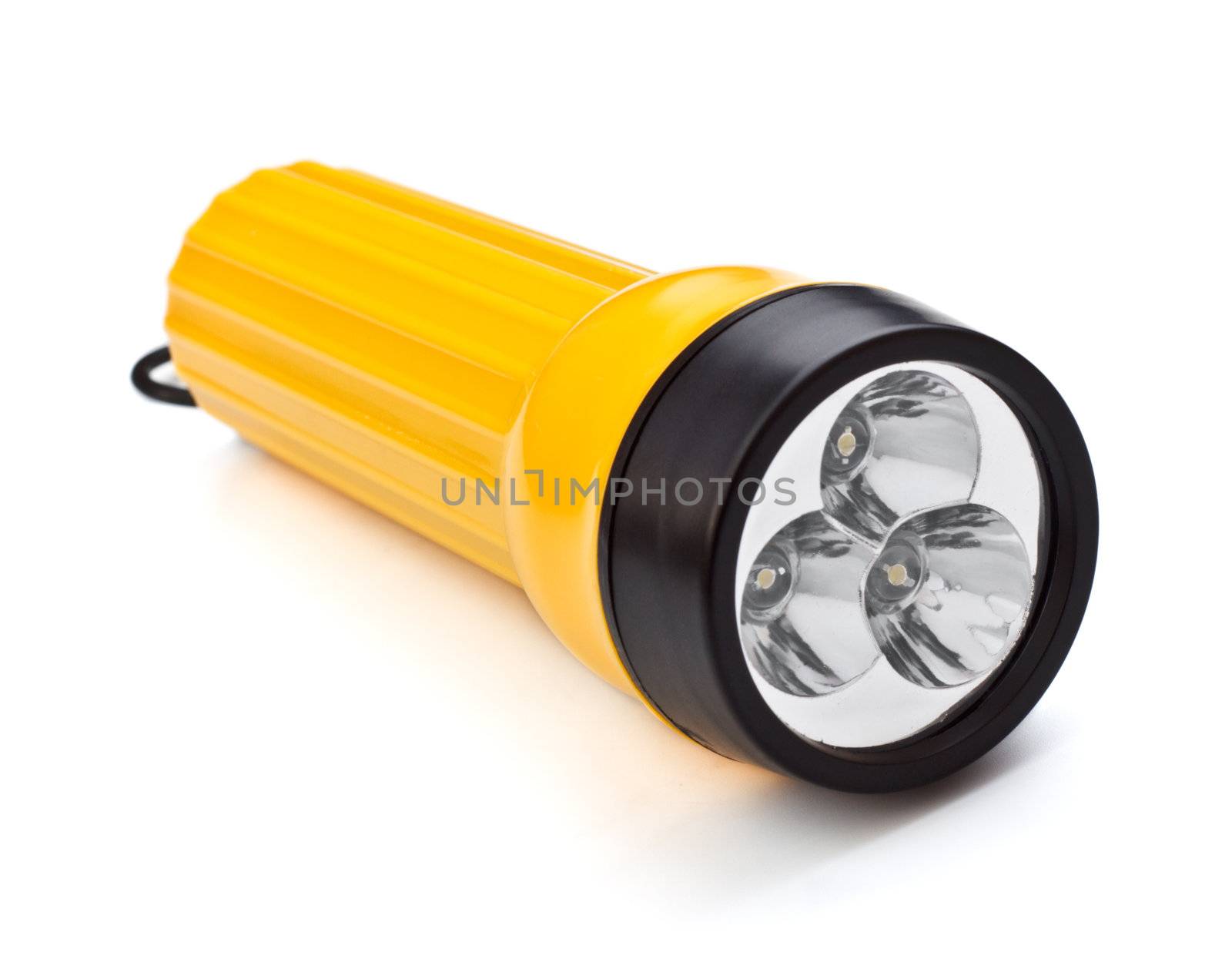 electric pocket flashlight isolated on white background