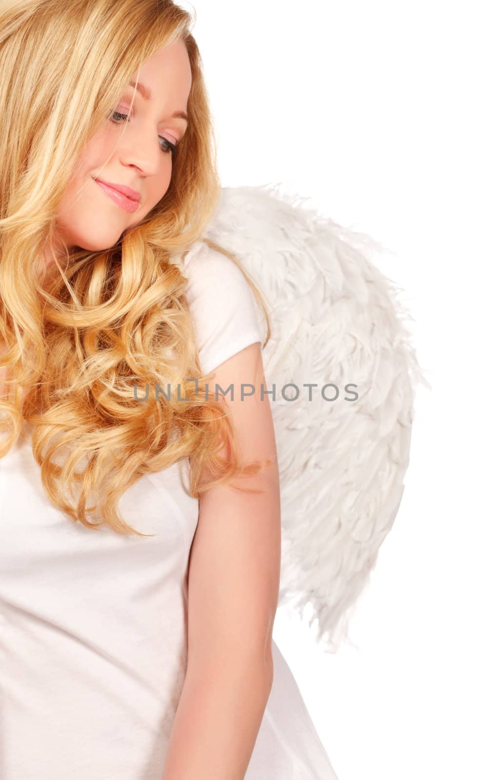 angel blond woman isolated on white background