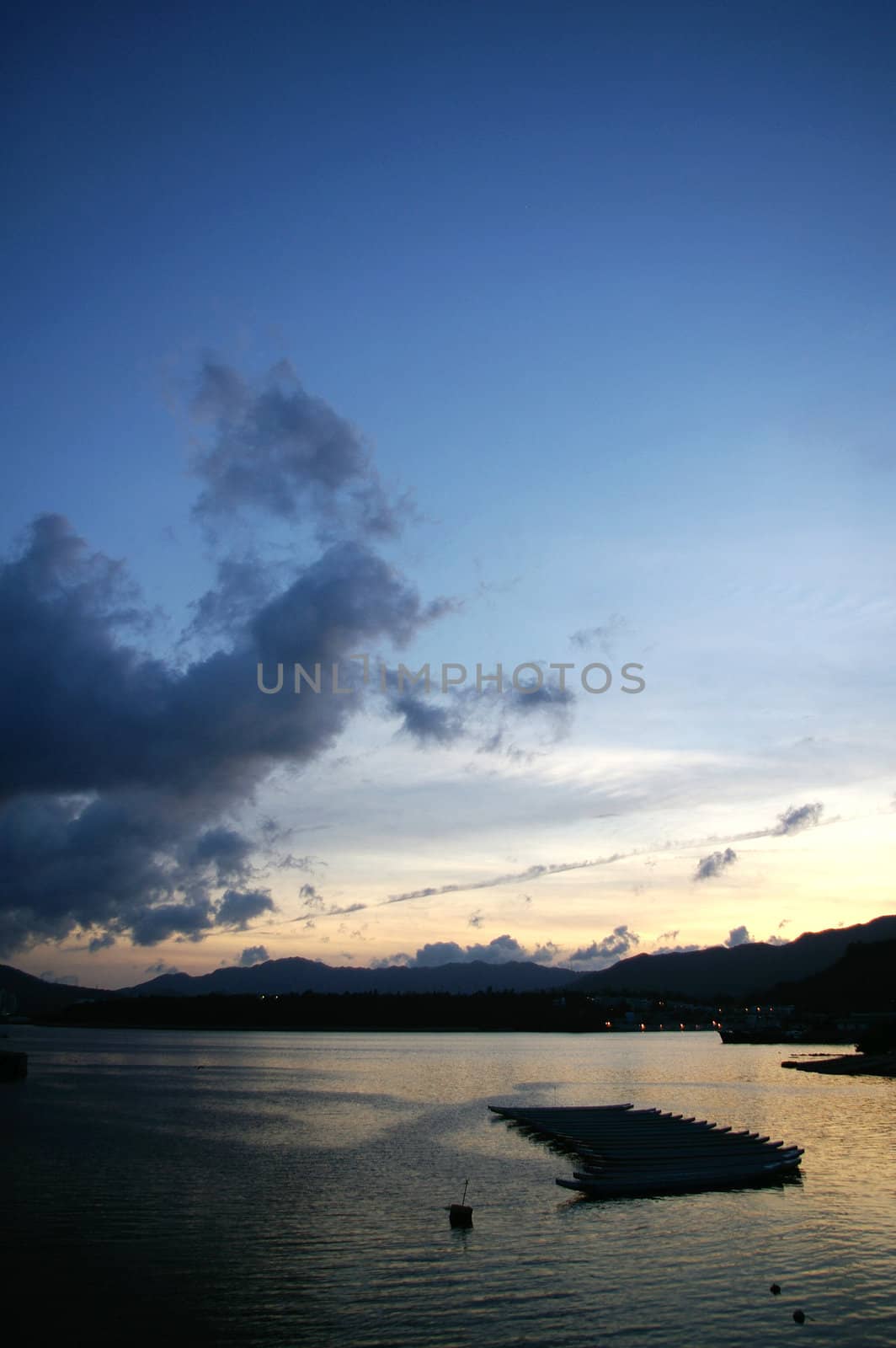 Sunset along the coast in Hong Kong