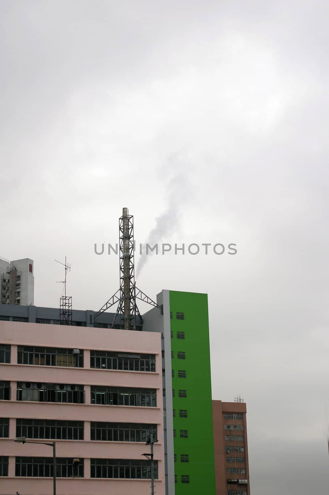 Chimney in industy with pollutants by kawing921