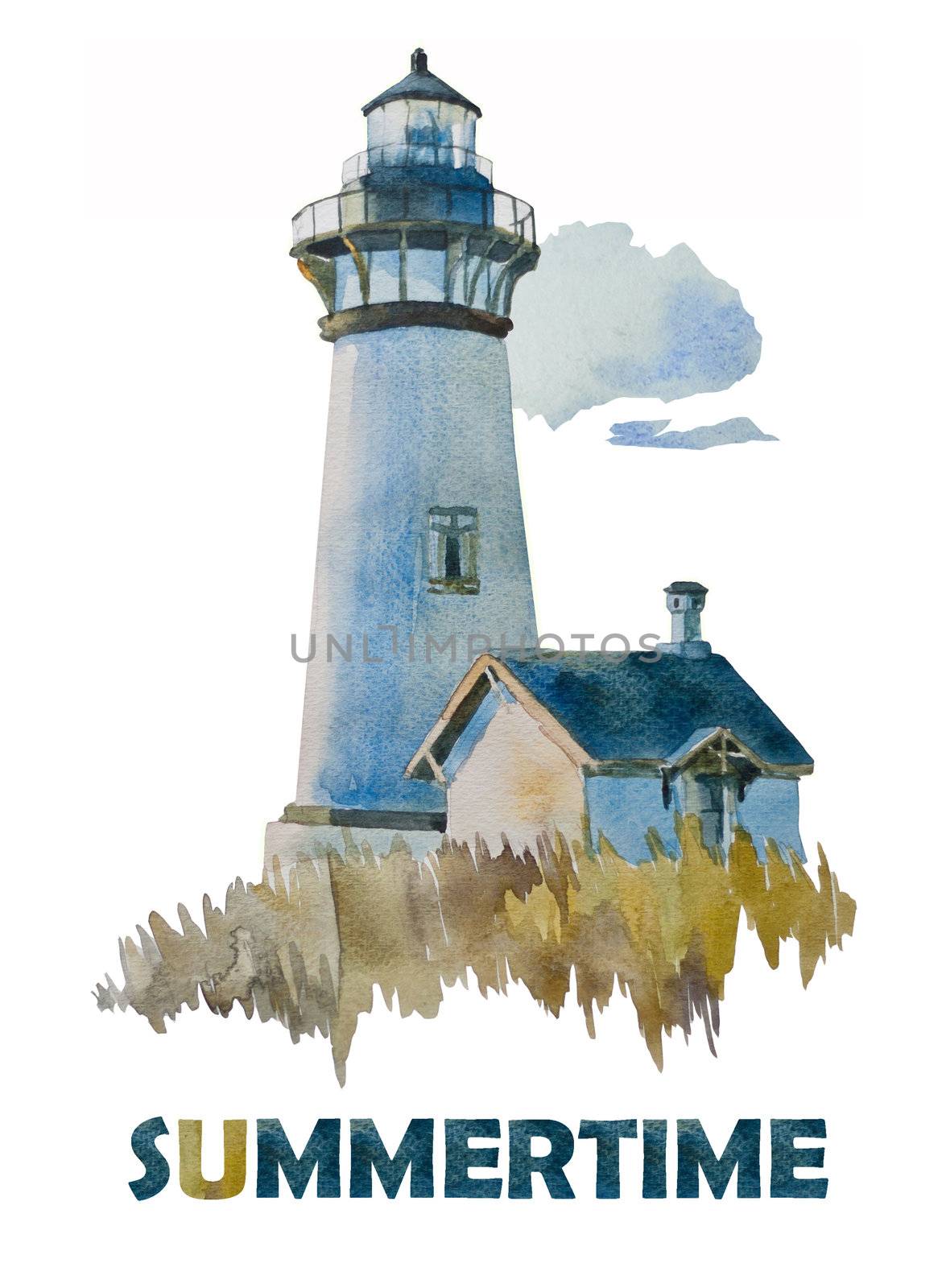 watercolor Summer lighthouse by nathings