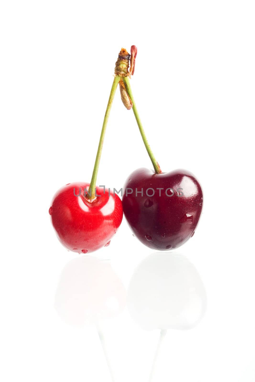 An image of cherries on white background