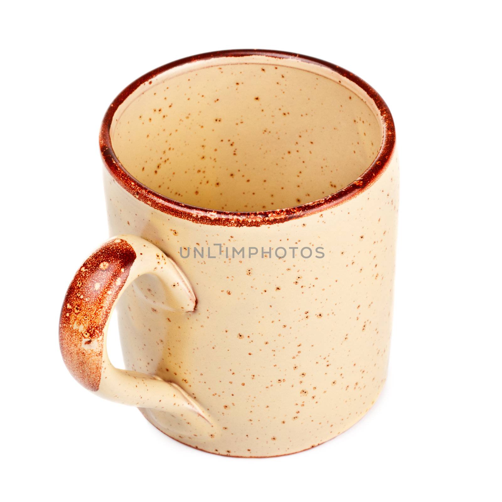 beige coffee mug isolated on white background