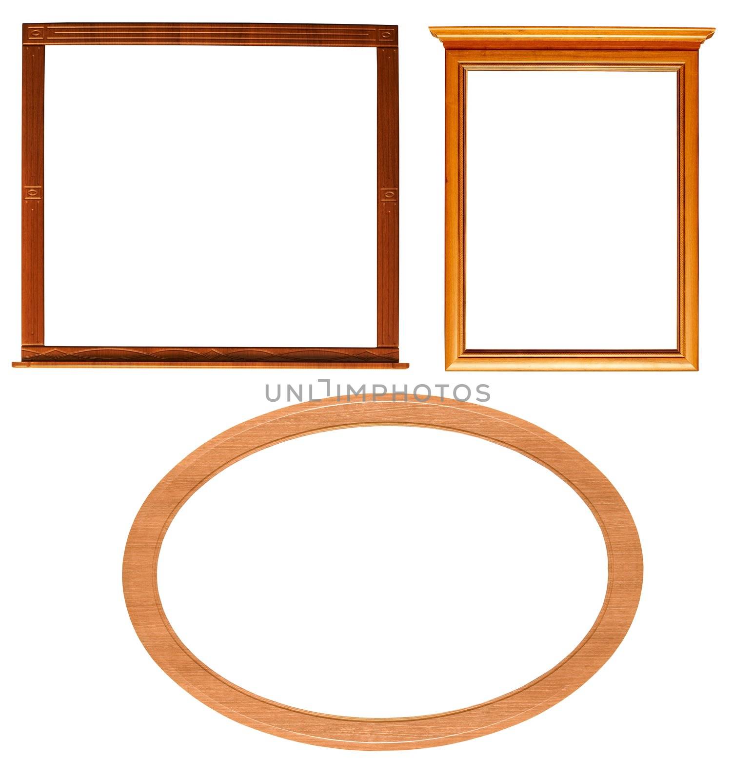 An image of three wooden frames