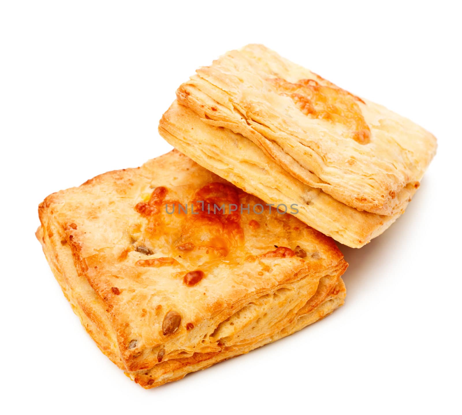 two cheese pies isolated on white background