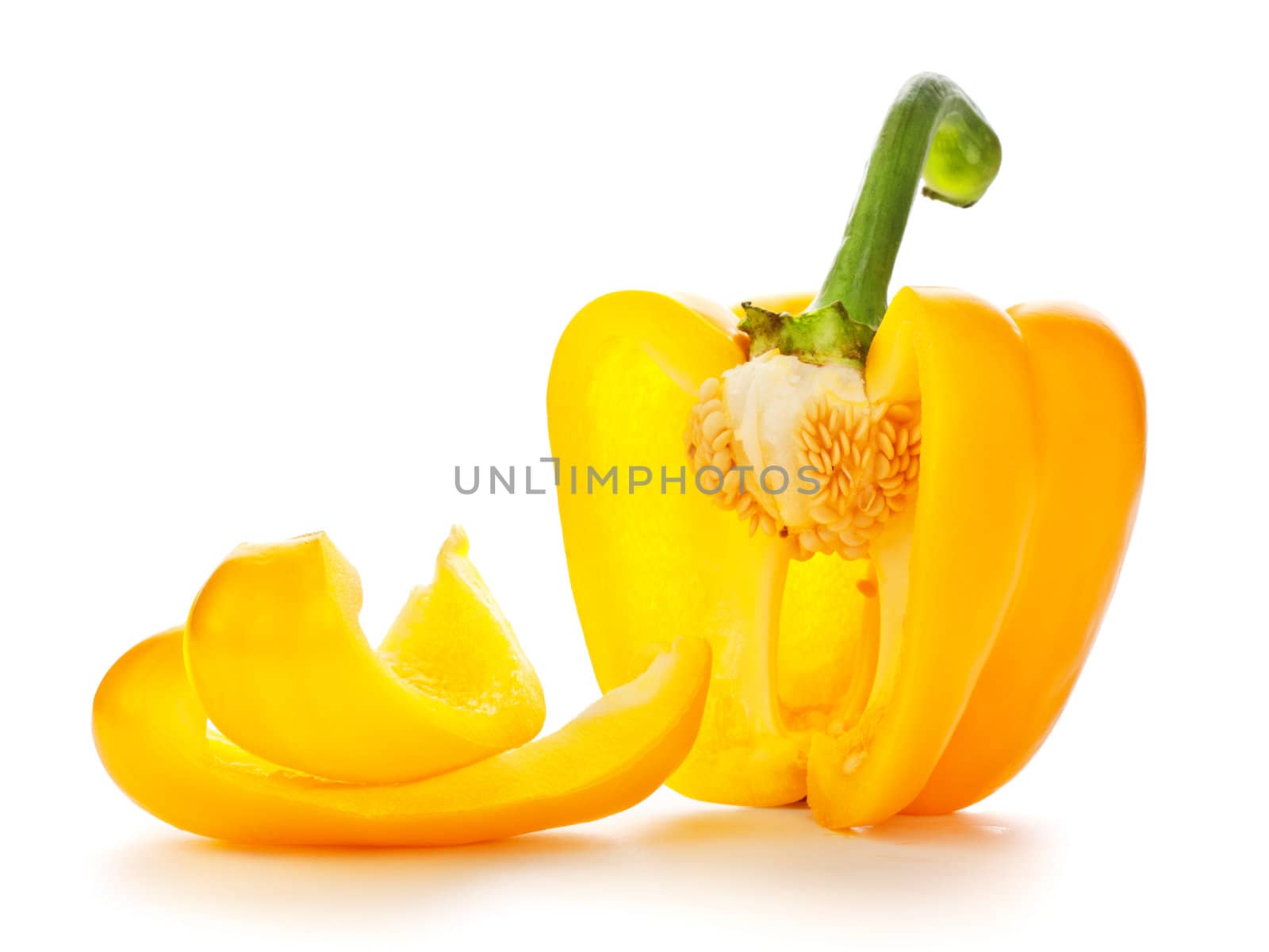 fresh yellow paprika isolated on white background