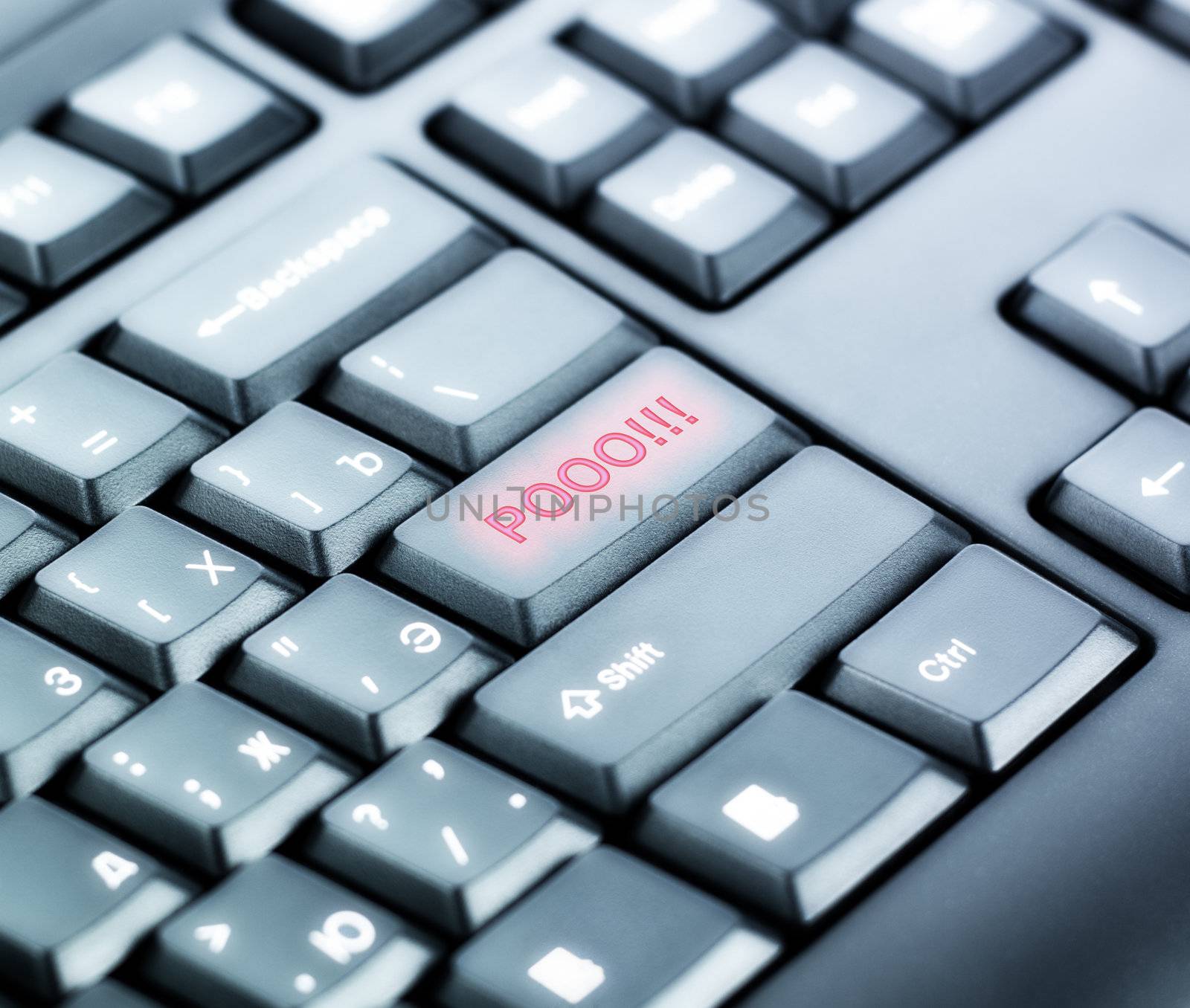 part of black keyboard with POOO button