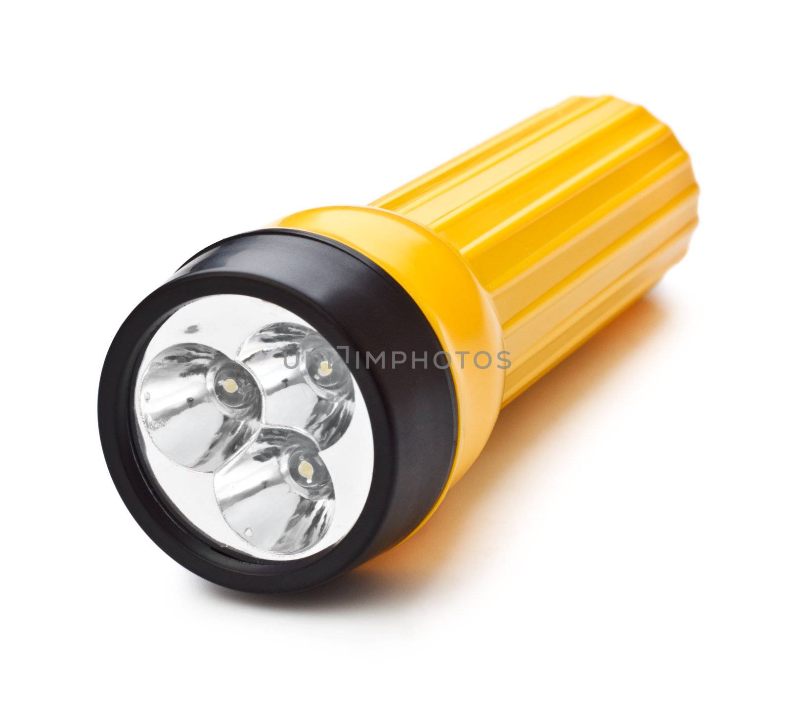 electric pocket flashlight isolated on white background