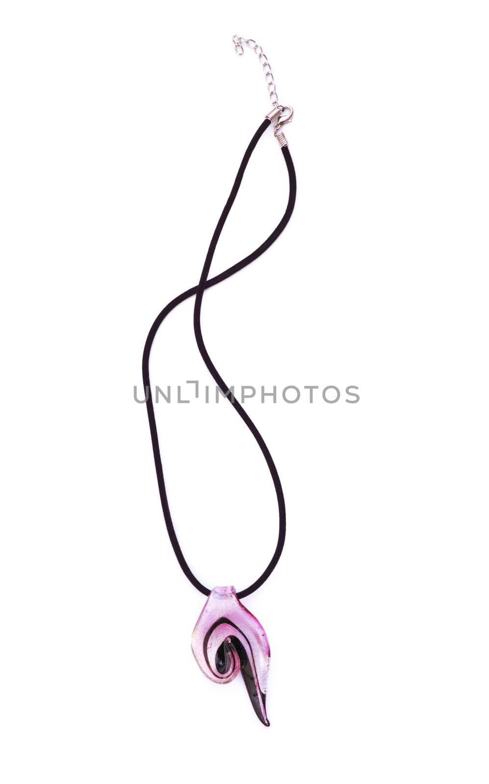 pink leaf-shaped pendant isolated on white background