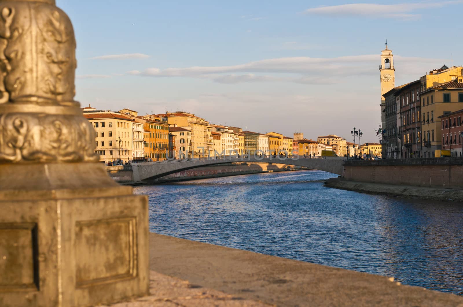 Old architecture and river Arno , Pisa, Italy.