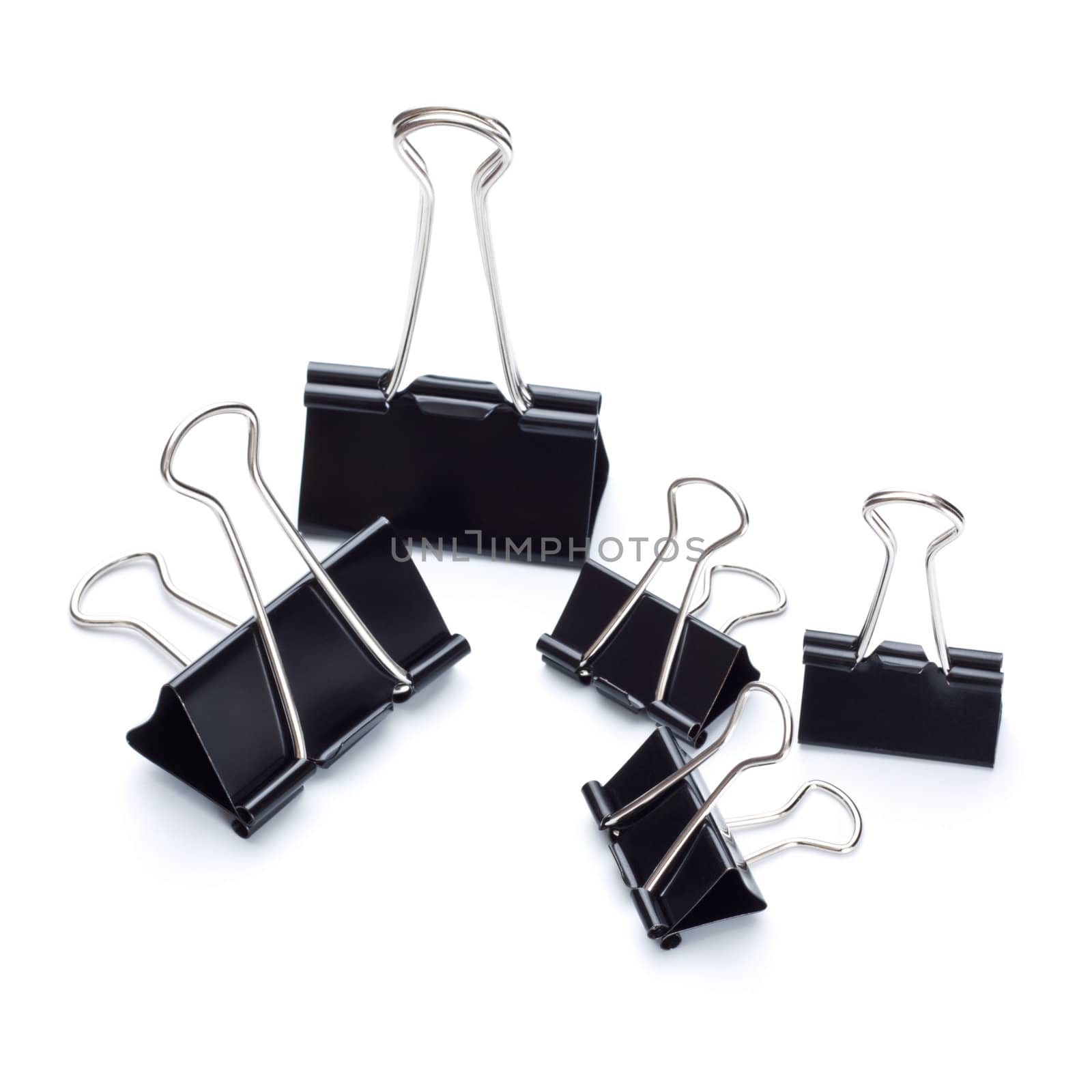 black binder clips isolated on white background