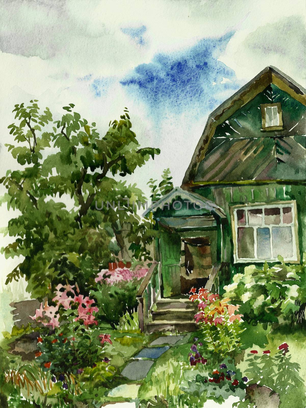 country walcroad watercolor by nathings