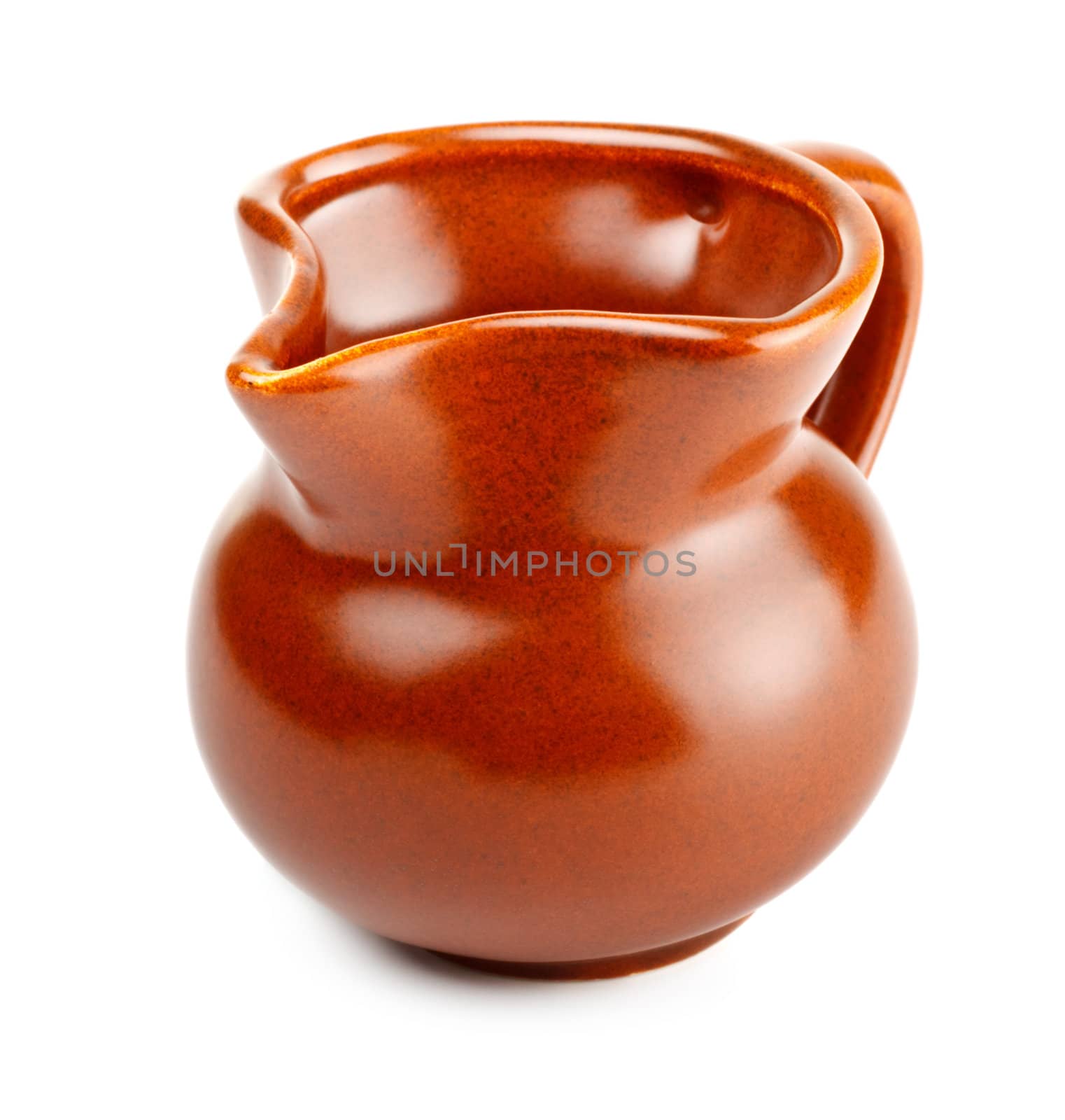 clay milk jug isolated on white background