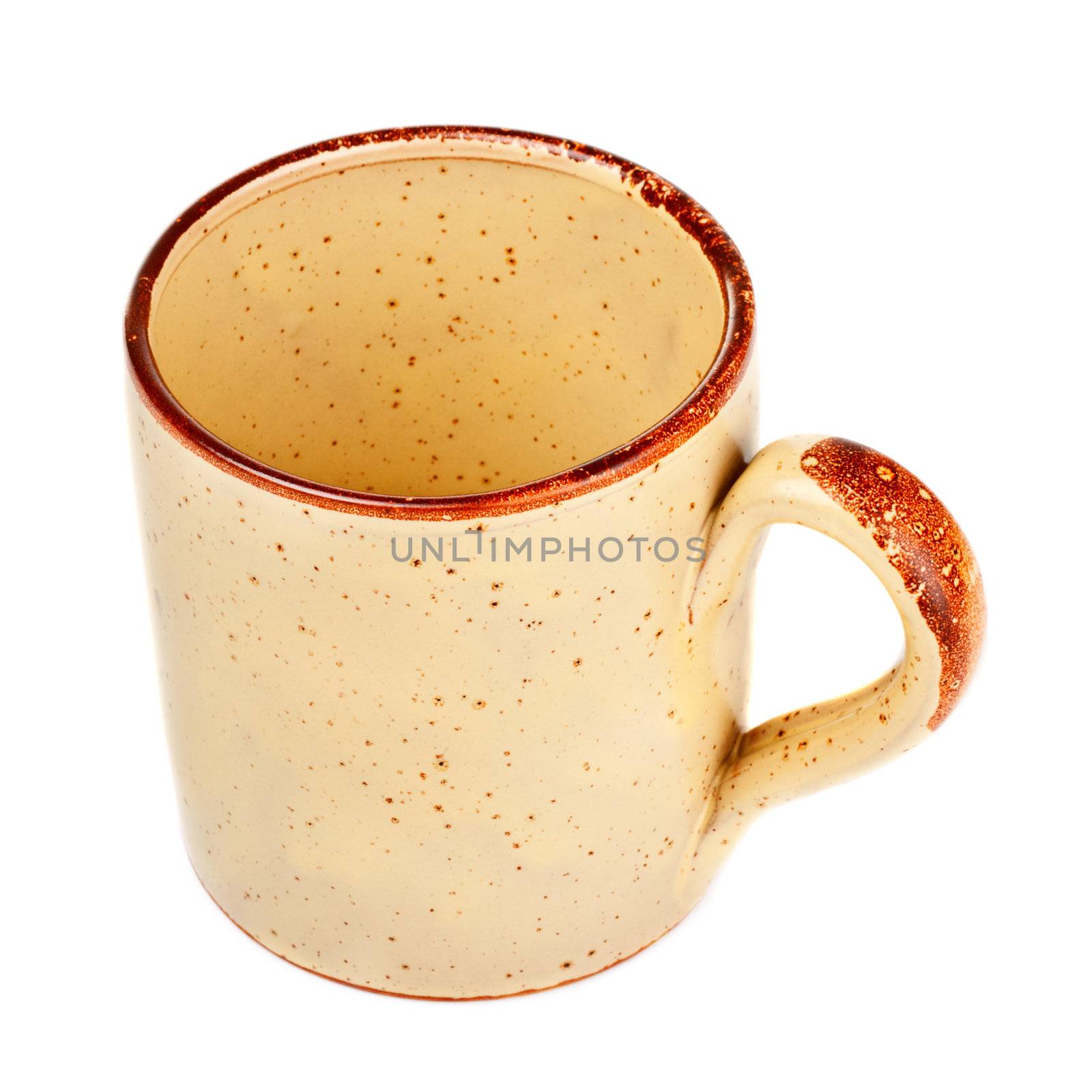 beige coffee mug isolated on white background