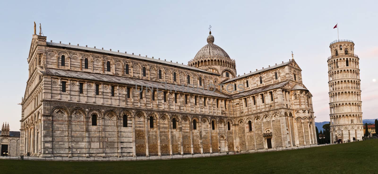 Pisa, Piazza dei miracoli, with the Basilica and the leaning tower.