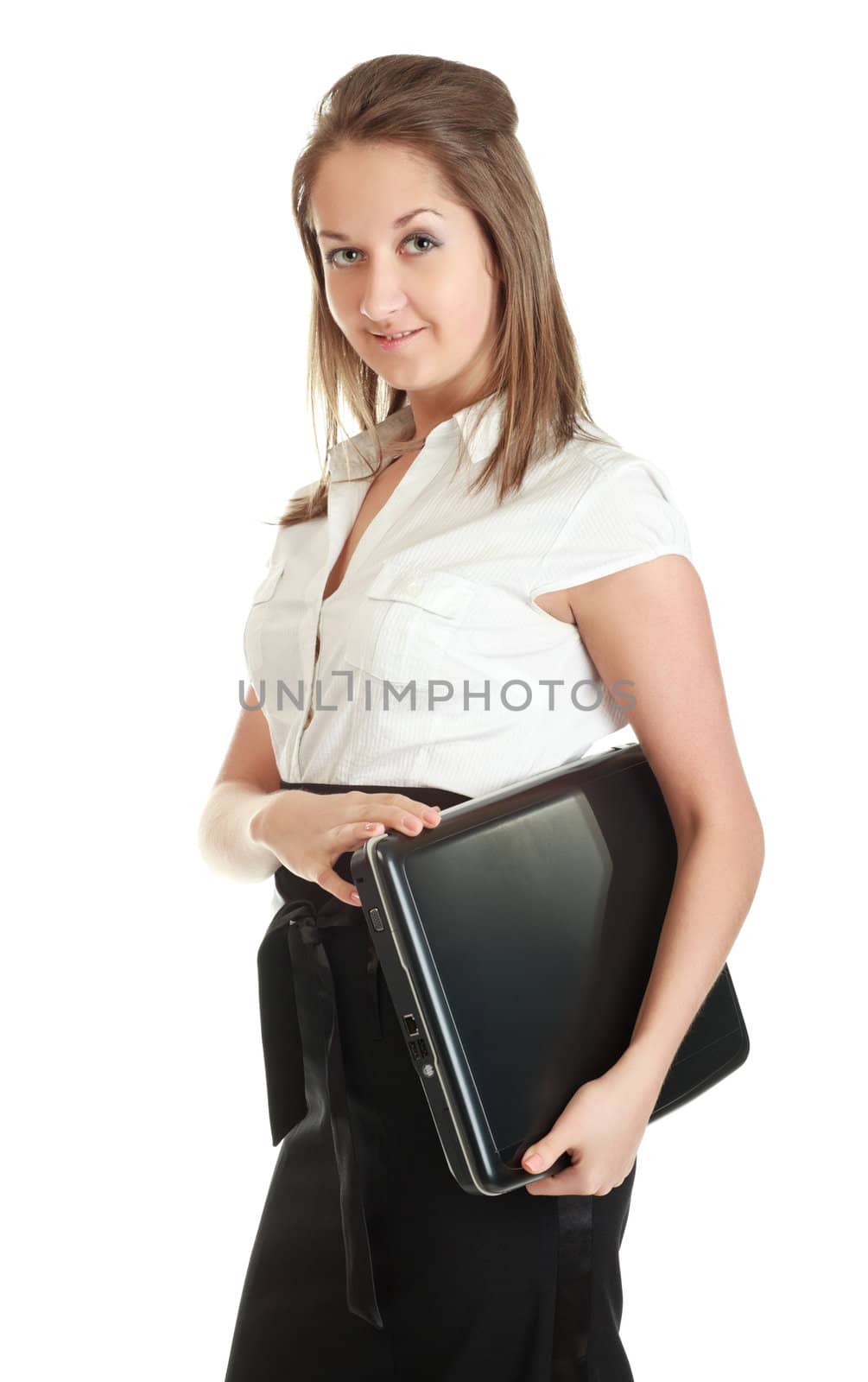 Young Businesswoman With Laptop by petr_malyshev