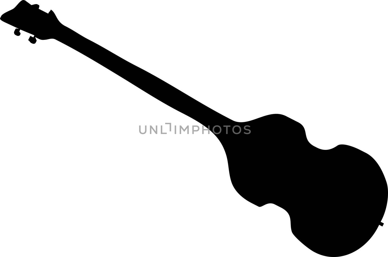 bass guitar (left handed) silhouette - isolated vector illustration