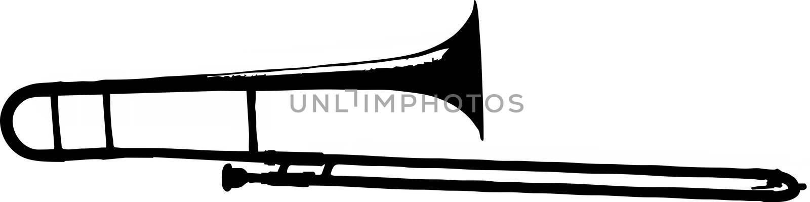 trombone silhouette - isolated vector illustration
