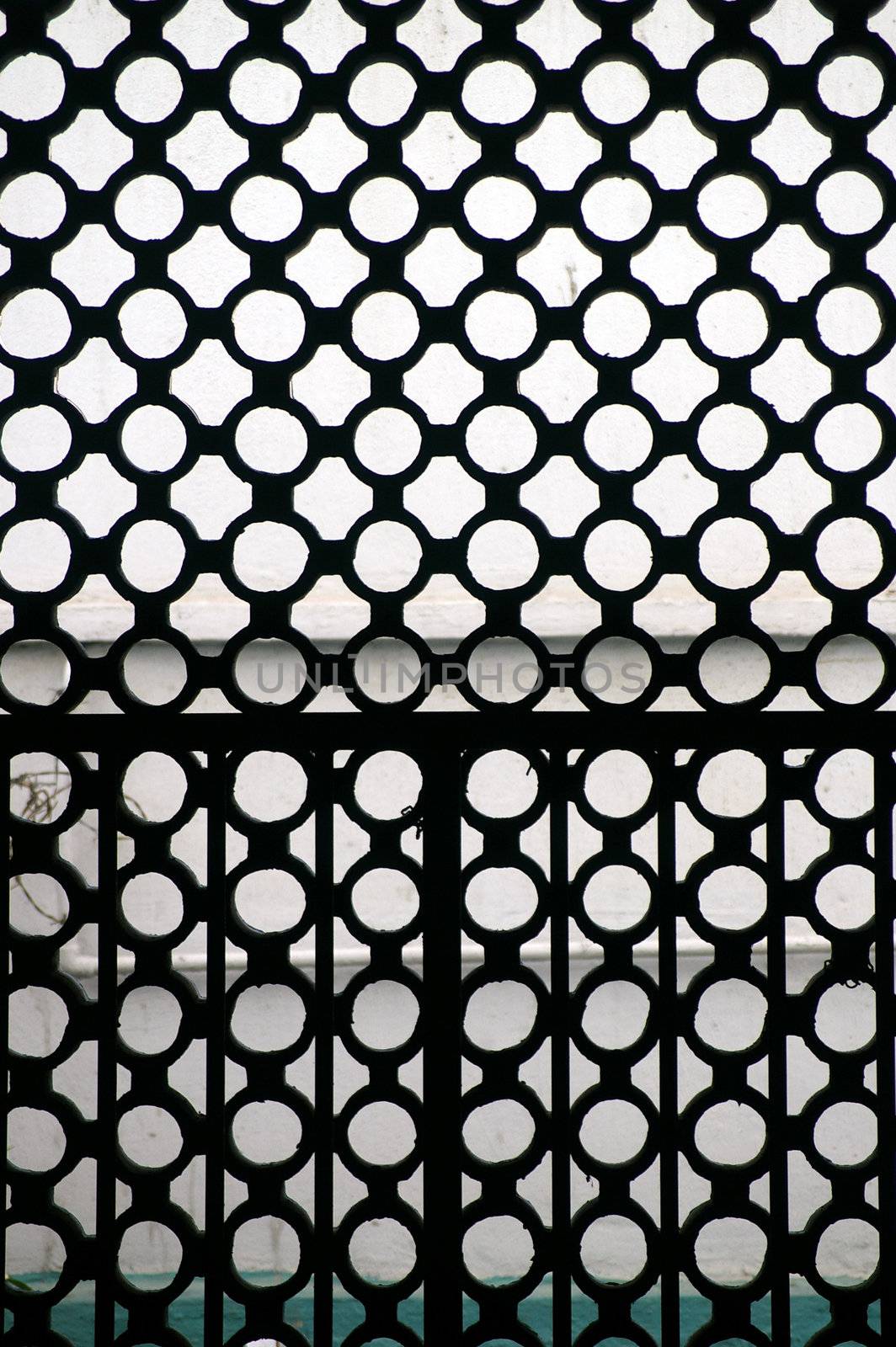 Circles on window in public housing estate of Hong Kong