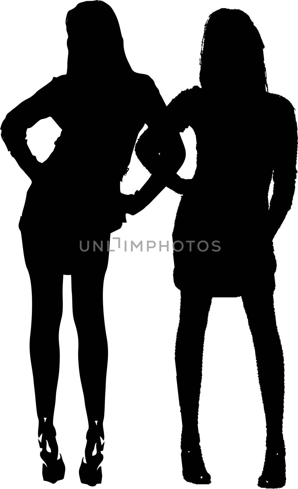 Sexy fashion-victim girls - isolated vector illustration