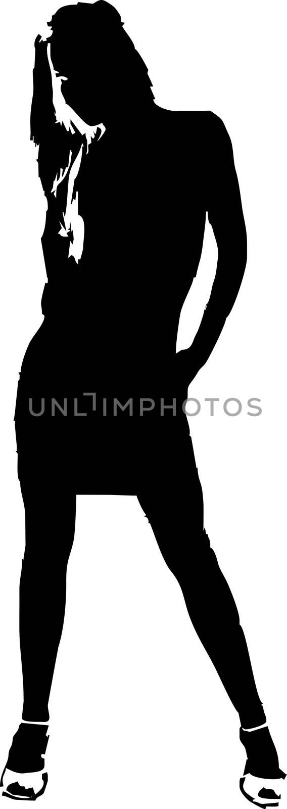 Sexy fashion-victim girl - isolated vector illustration