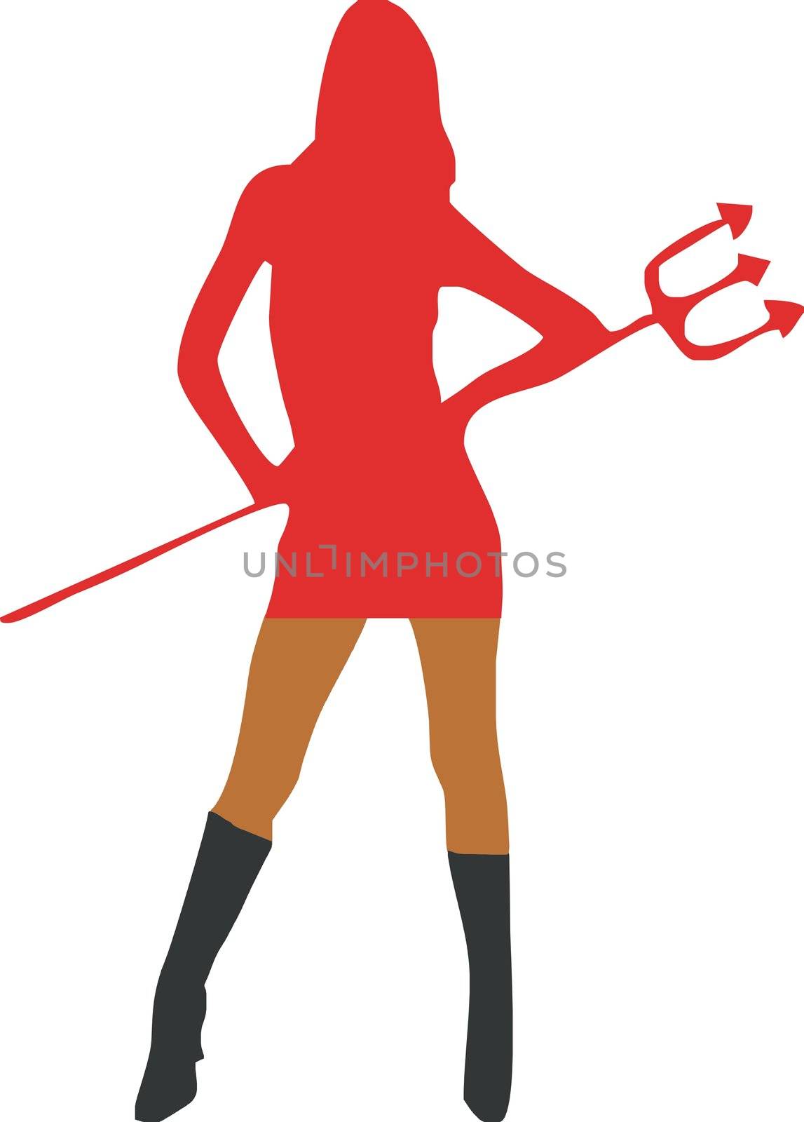 Sexy she-devil with trident - isolated vector illustration