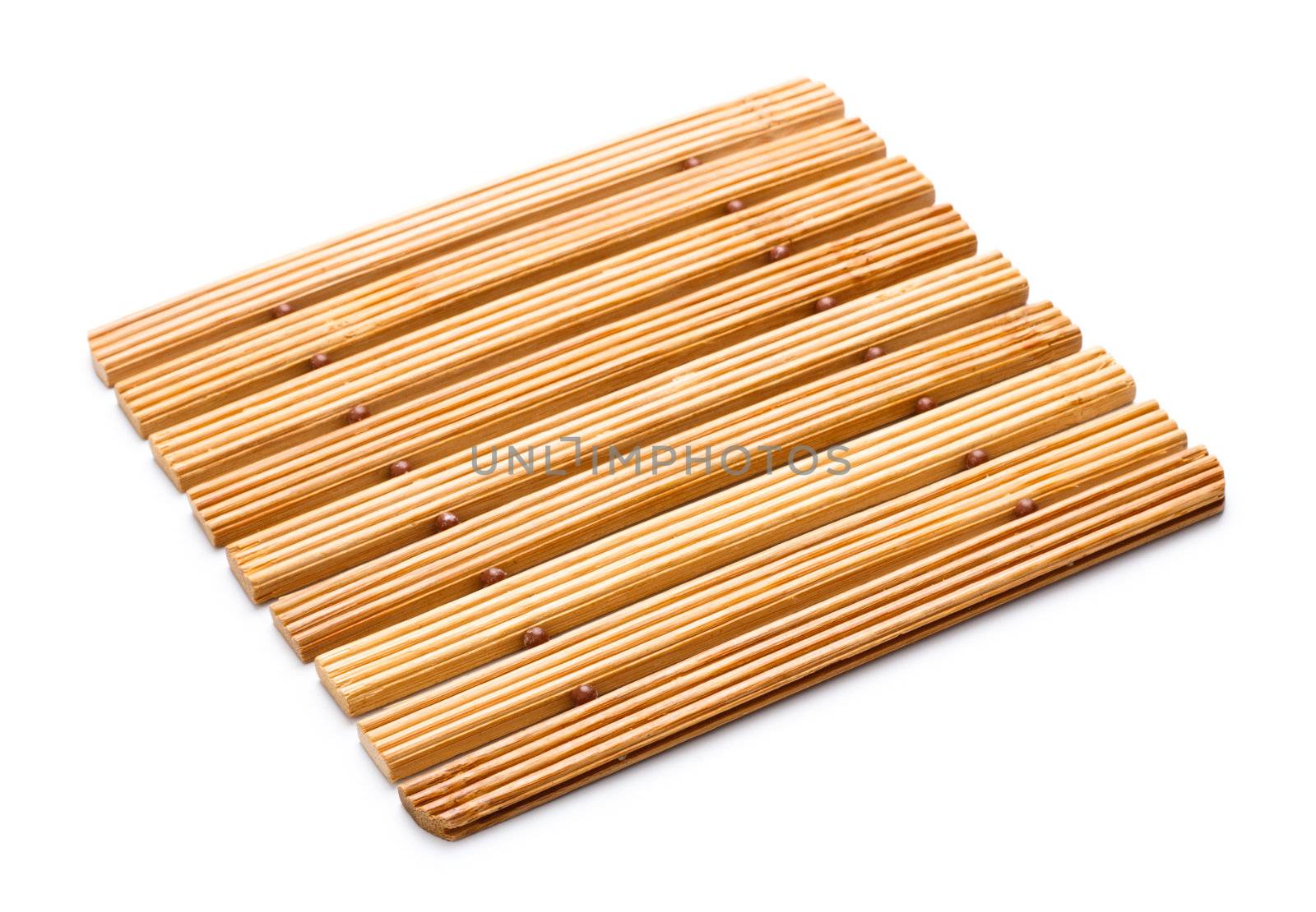 square, wooden trivet isolated on white background