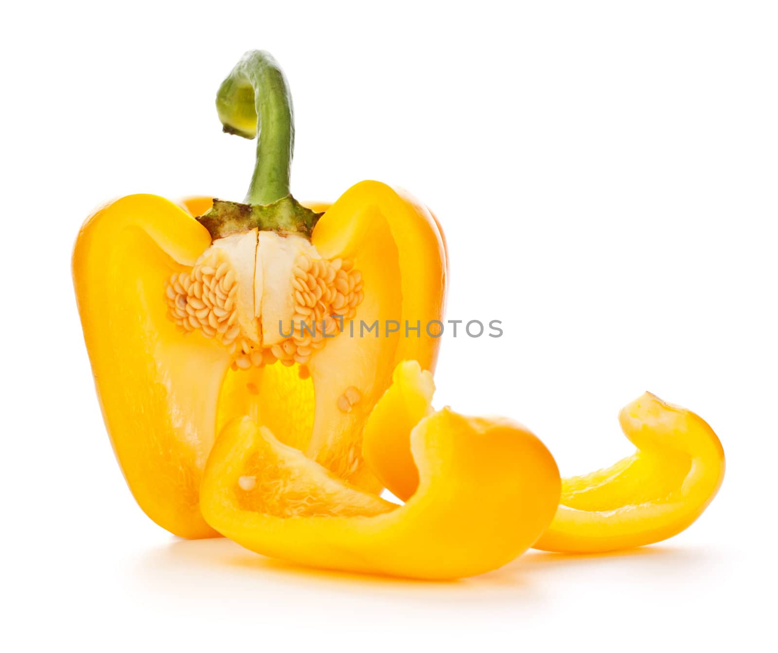 fresh yellow paprika isolated on white background