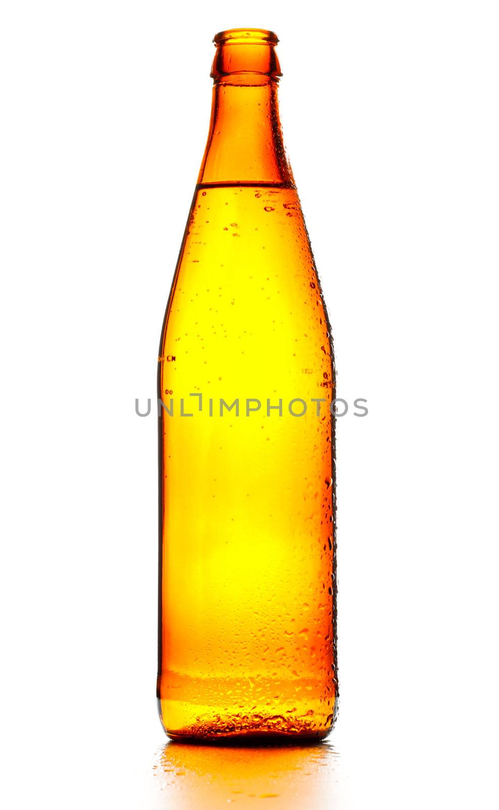 opened bottle of beer isolated on white