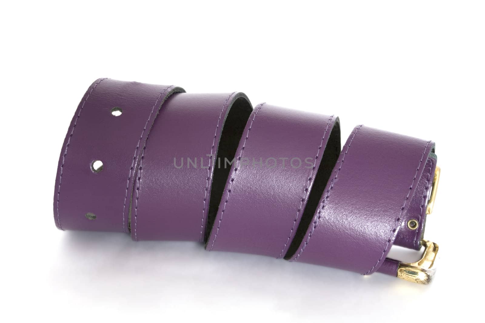 twisted violet leather belt on a white background
