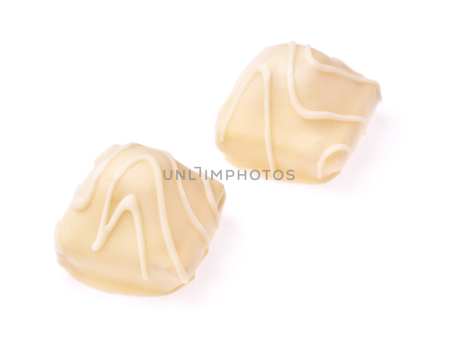 two chocolate candies isolated on white background