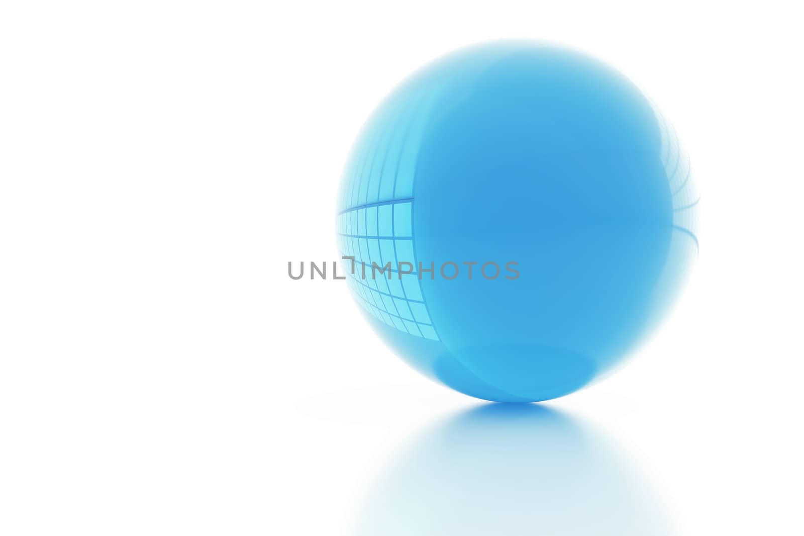 clear abstract glass sphere on white background