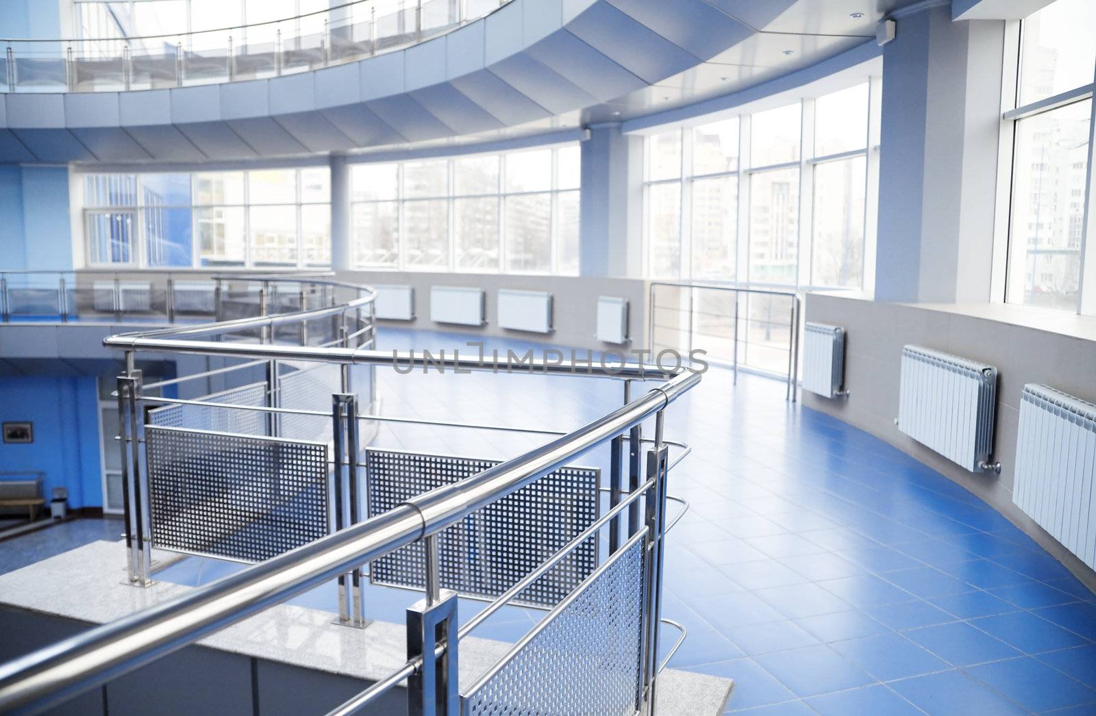 Metal details of an interior of modern office building