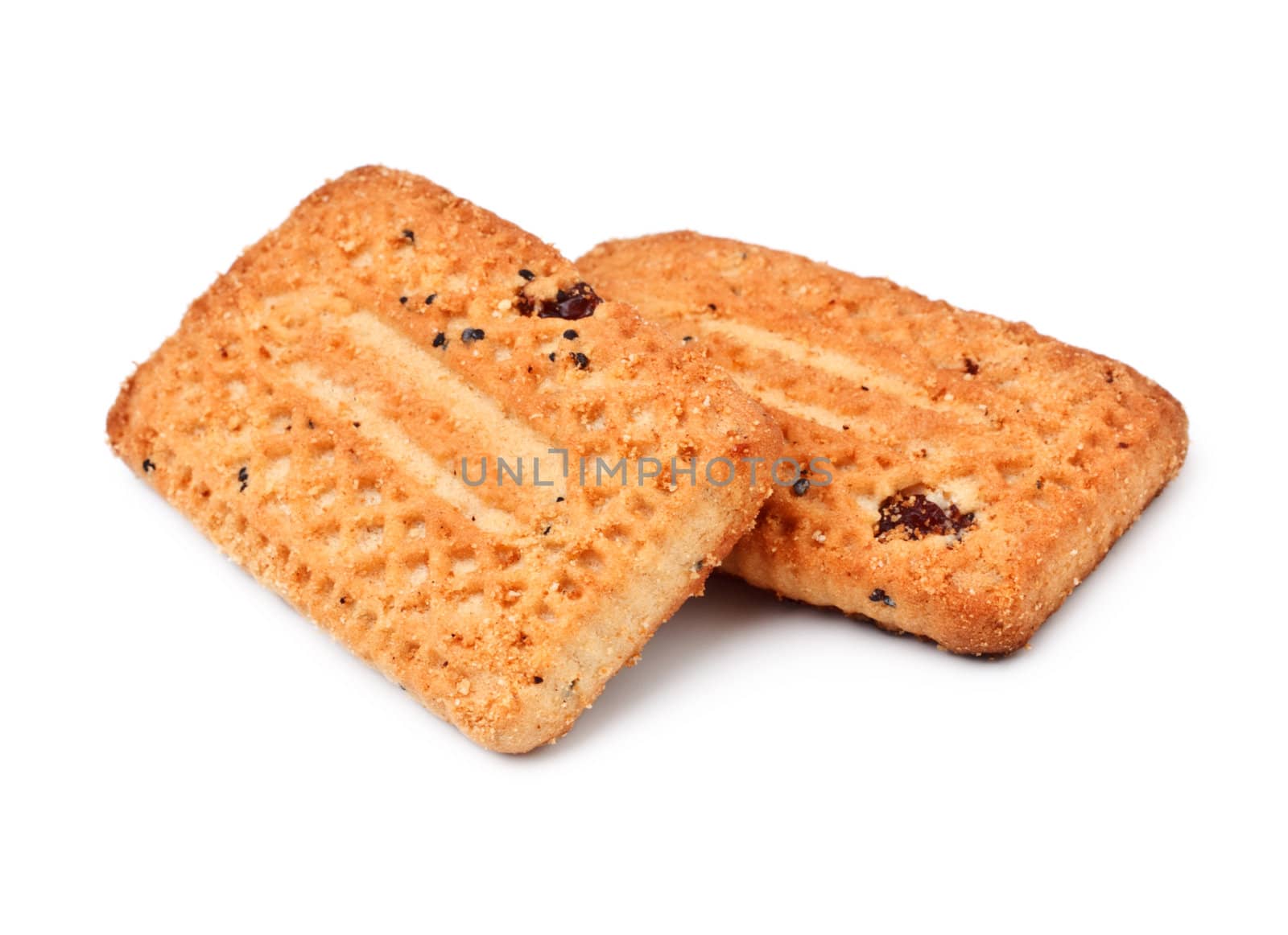 shortbreads cookies with raisins isolated on white