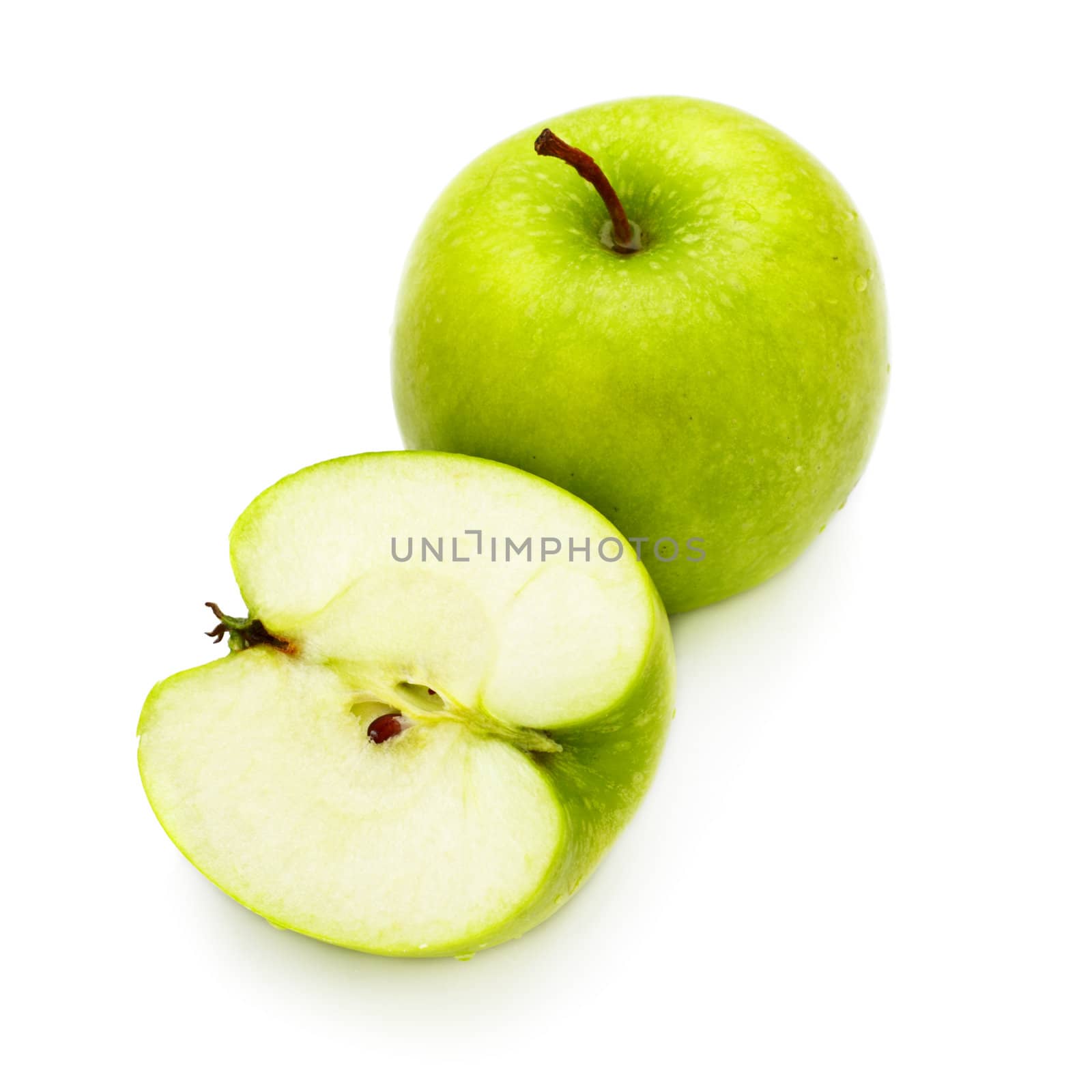 fresh green apples isolated on white background