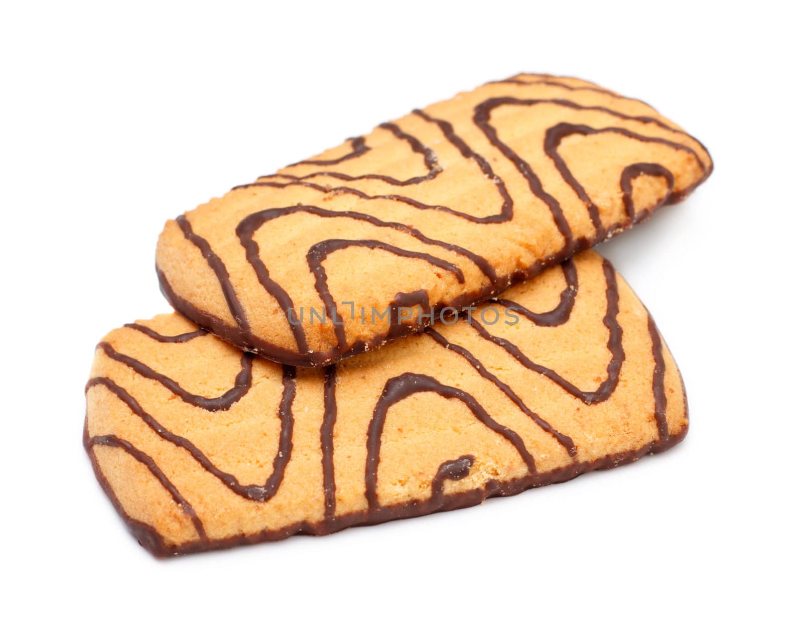 chocolate ornate cookies isolated on white background