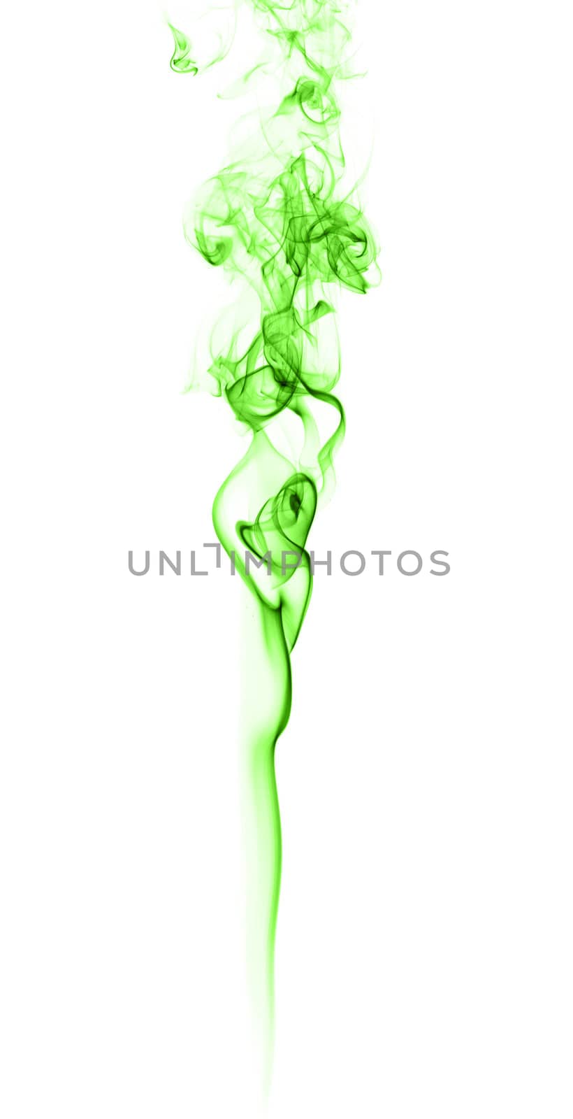 green abstract smoke pattern on a white background