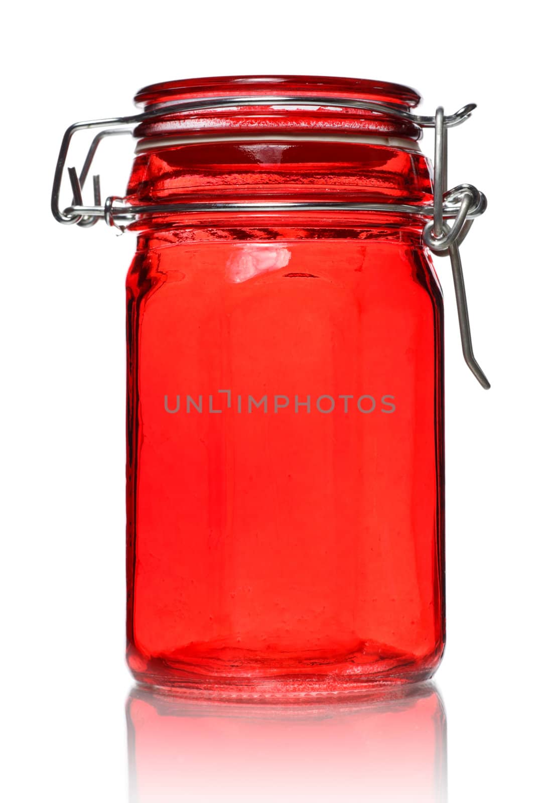 empty glass jar for spice isolated on white